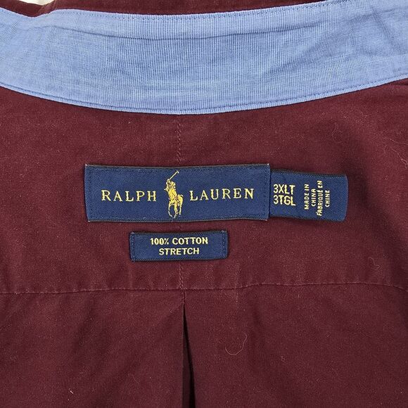 Ralph Lauren Maroon/Wine Button Down Men's Shirt 3XLT - Picture 4 of 6